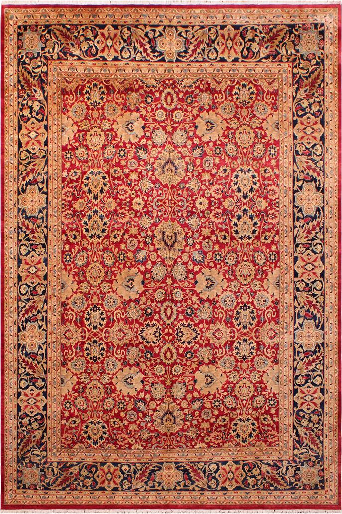 Traditional Mahal Noah Red Blue Hand Knotted Area rugs 9 x 12