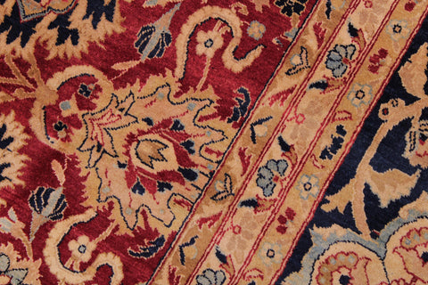 handmade Traditional Mahal Red Blue  RECTANGLE 100% WOOL area rug 9x12