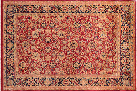 handmade Traditional Mahal Red Blue  RECTANGLE 100% WOOL area rug 9x12