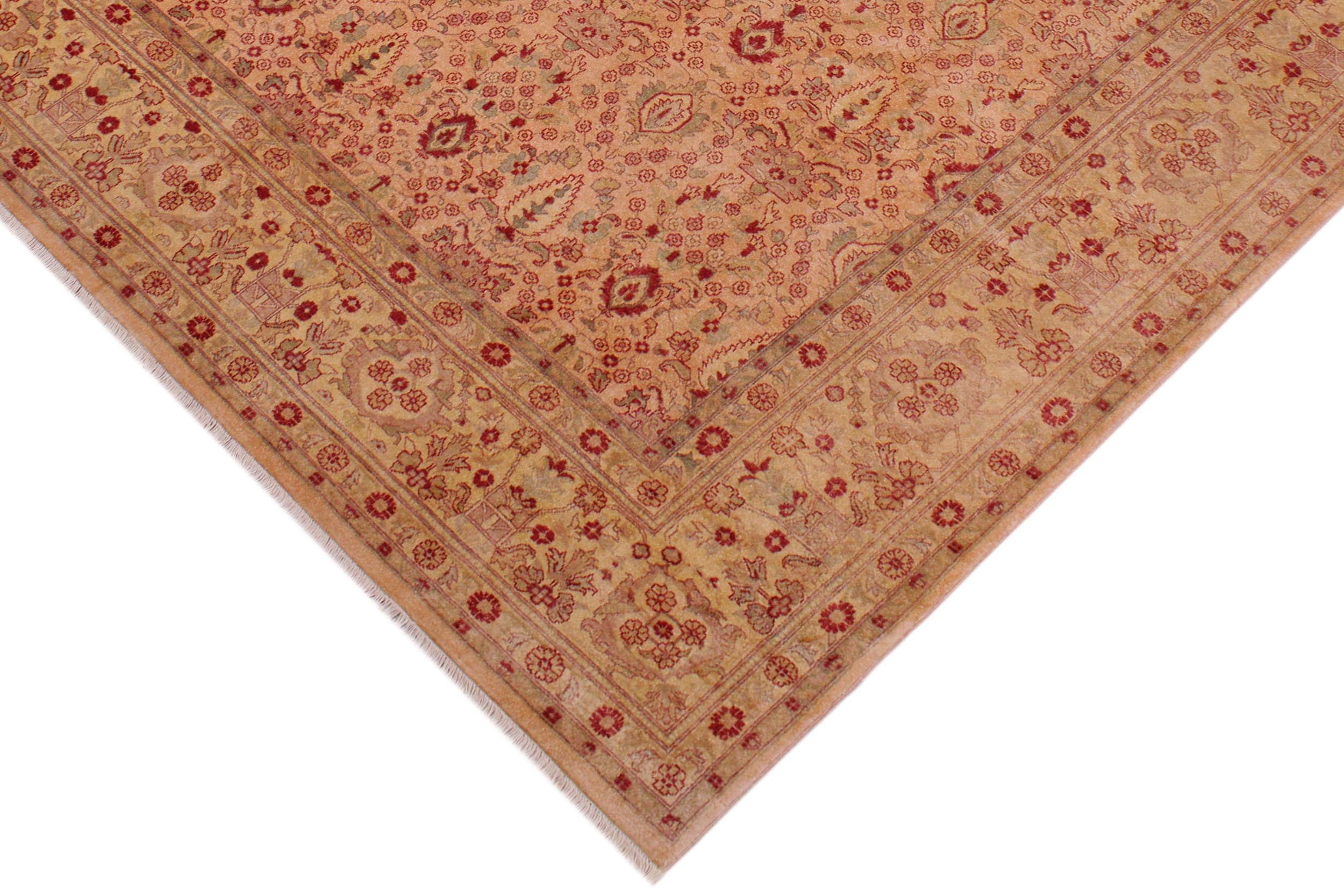 handmade Transitional  Tan Gold Hand Knotted RECTANGLE 100% WOOL area rug 9' x 12'