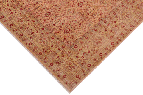 handmade Transitional  Tan Gold Hand Knotted RECTANGLE 100% WOOL area rug 9' x 12'