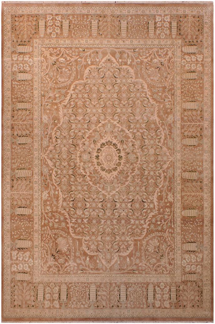 Traditional Tajdar Corey Tan Tan Hand Knotted Area rugs 9 x 12