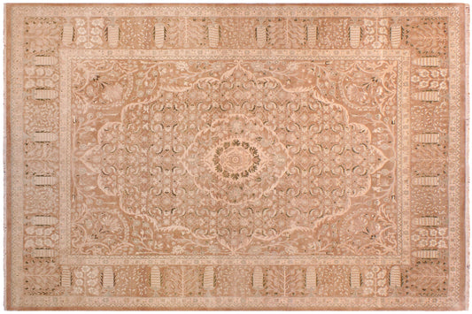 handmade Traditional Tajdar Tan Tan Hand Knotted RECTANGLE 100% WOOL area rug 9x12