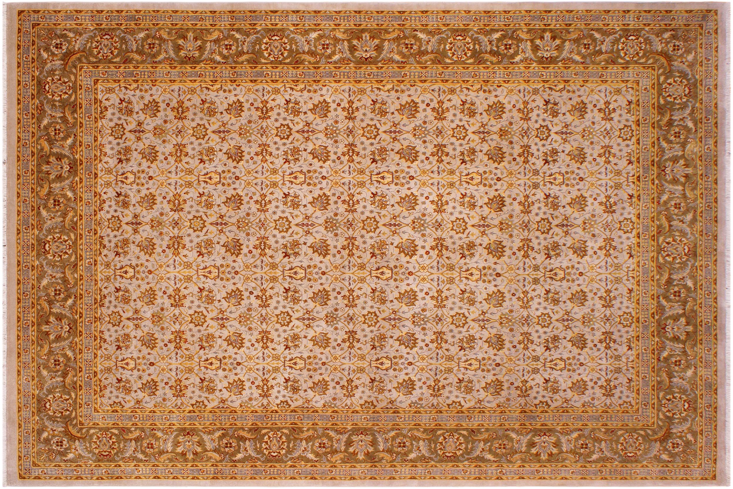 handmade Transitional  Lt. Gray Lt. Green Hand Knotted RECTANGLE 100% WOOL area rug 9' x 12'