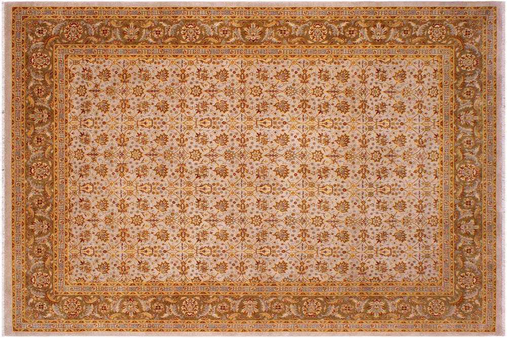 handmade Transitional  Lt. Gray Lt. Green Hand Knotted RECTANGLE 100% WOOL area rug 9' x 12'