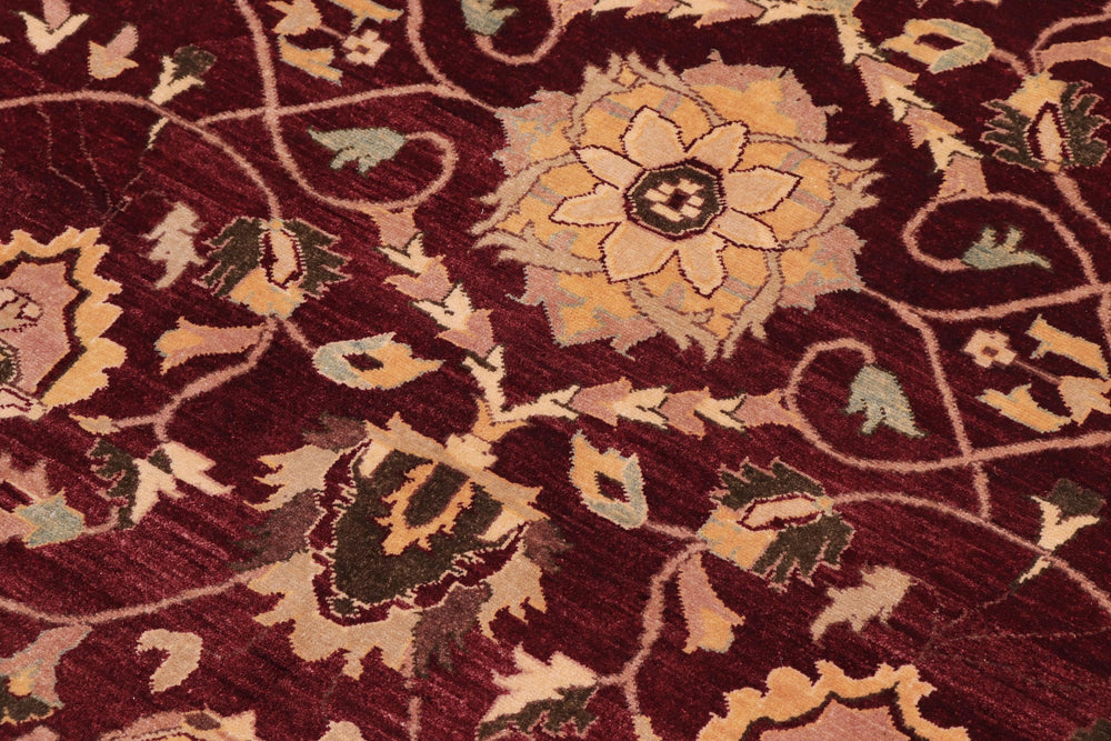 handmade Traditional Agra Red Gold Hand Knotted RECTANGLE 100% WOOL area rug 10' x 14'