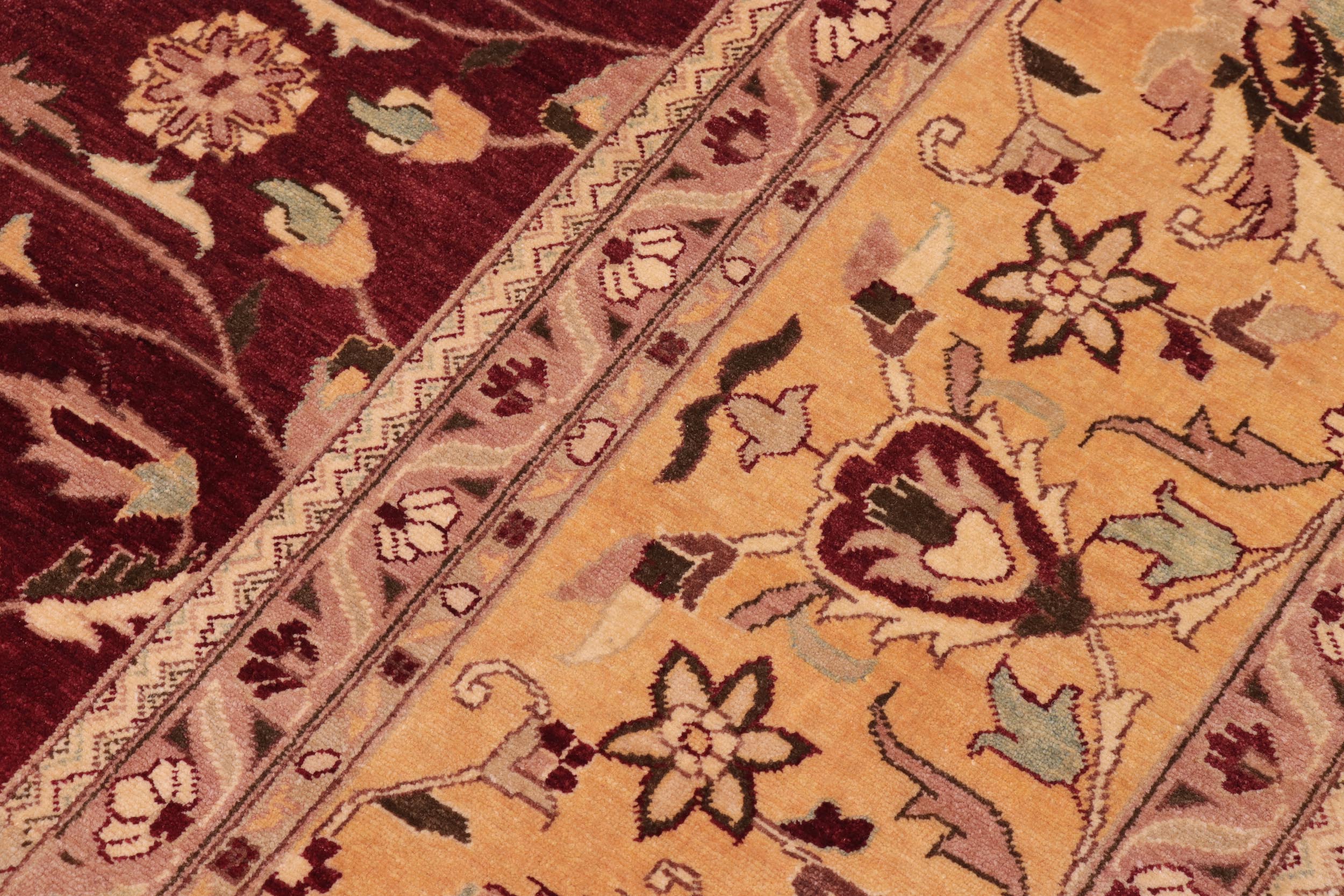 handmade Traditional Agra Red Gold Hand Knotted RECTANGLE 100% WOOL area rug 10' x 14'