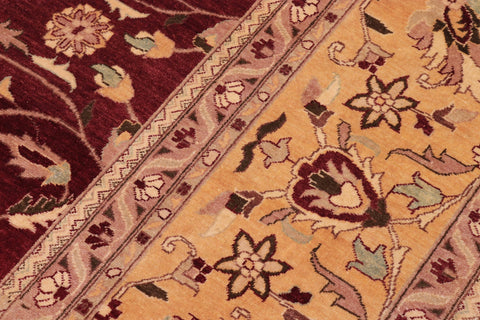 handmade Traditional Agra Red Gold Hand Knotted RECTANGLE 100% WOOL area rug 10' x 14'