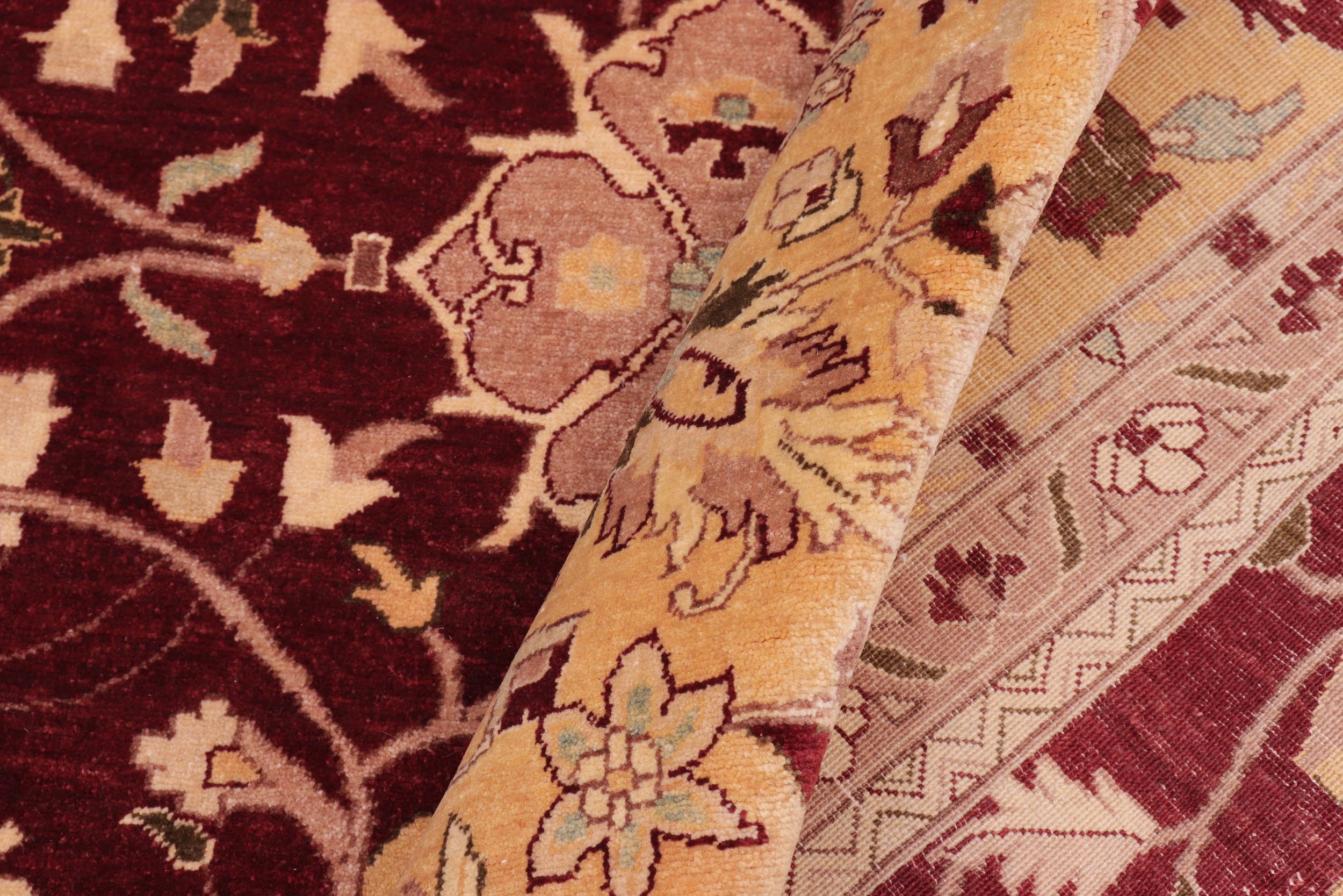 handmade Traditional Agra Red Gold Hand Knotted RECTANGLE 100% WOOL area rug 10' x 14'