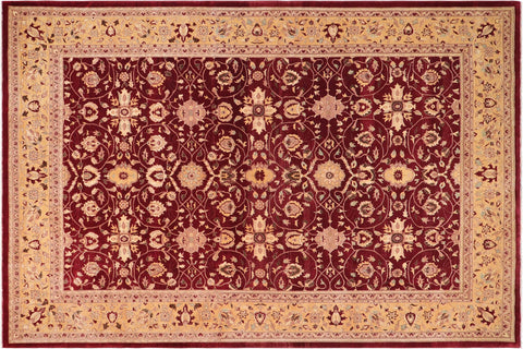handmade Traditional Agra Red Gold Hand Knotted RECTANGLE 100% WOOL area rug 10' x 14'