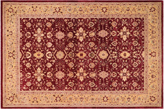 handmade Traditional Agra Red Gold Hand Knotted RECTANGLE 100% WOOL area rug 10' x 14'