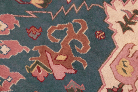 handmade Traditional Kafkaz Blue Pink Hand Knotted RECTANGLE 100% WOOL area rug 8' x 10'