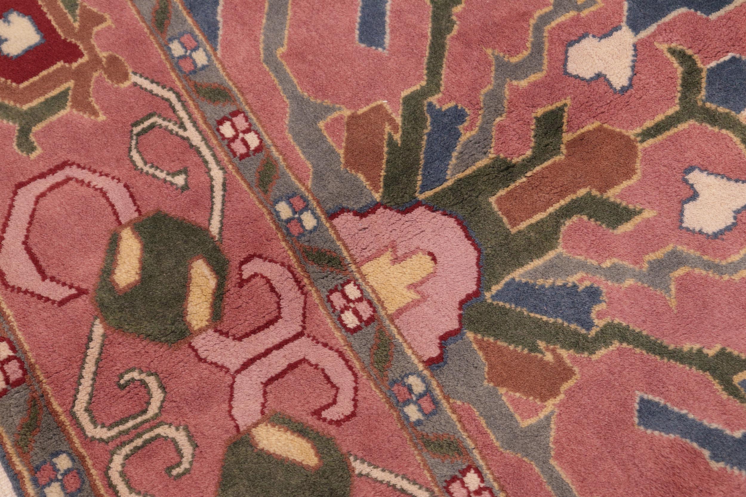 handmade Traditional Kafkaz Blue Pink Hand Knotted RECTANGLE 100% WOOL area rug 8' x 10'