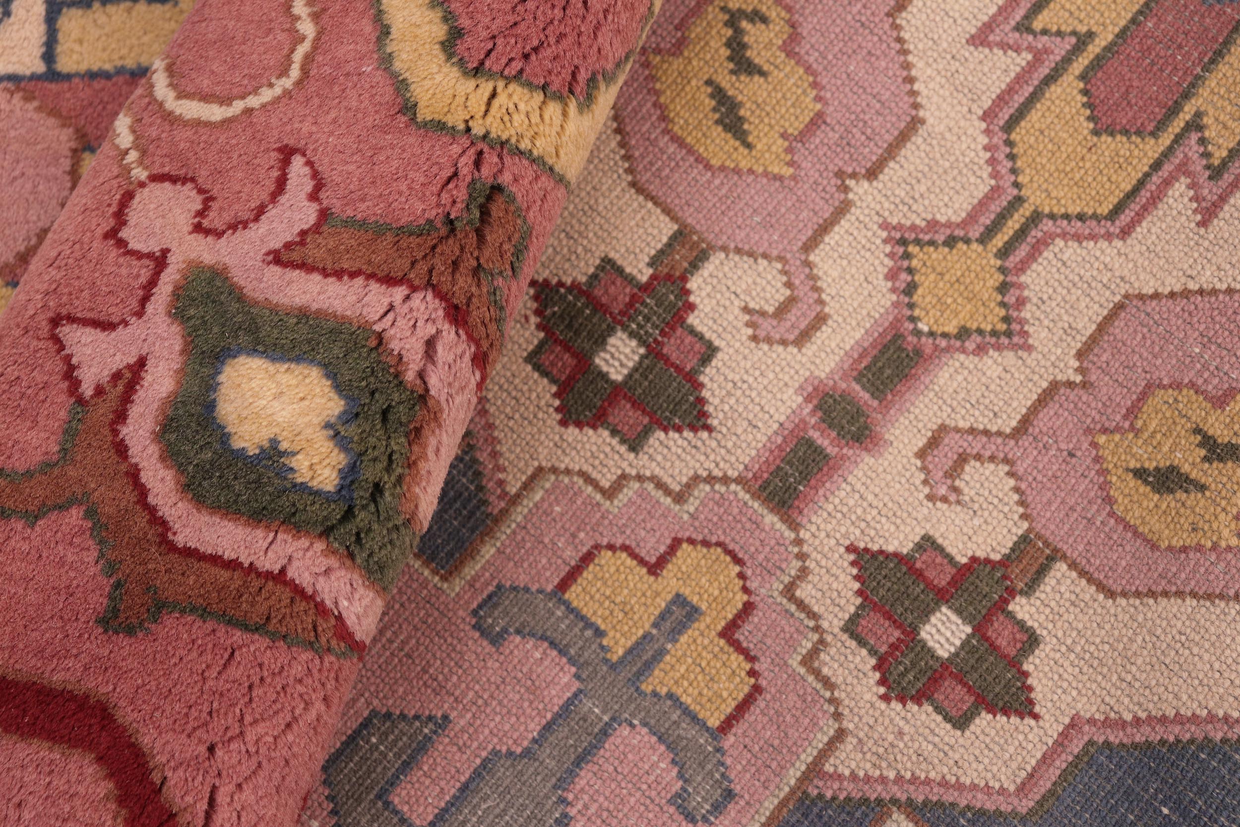 handmade Traditional Kafkaz Blue Pink Hand Knotted RECTANGLE 100% WOOL area rug 8' x 10'