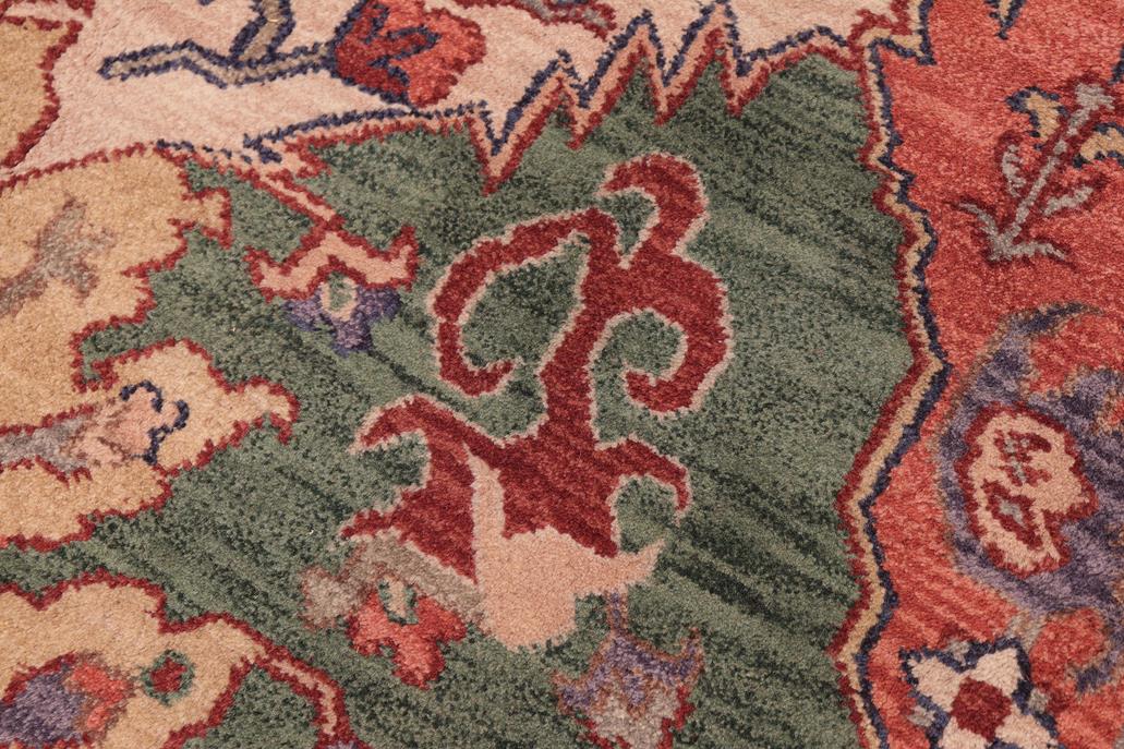 handmade Traditional Ziegler Green Ivory Hand Knotted RECTANGLE 100% WOOL area rug 8x10