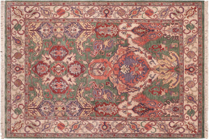 8x10 hand knotted Ziegler wool rug in green and ivory - Oriental Ziegler Banjo