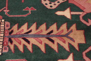 handmade Traditional Loose Weave Green Rust Hand Knotted RECTANGLE 100% WOOL area rug 8' x 10'
