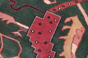 handmade Traditional Loose Weave Green Rust Hand Knotted RECTANGLE 100% WOOL area rug 8' x 10'