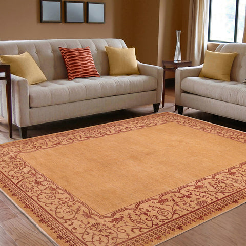 handmade Modern Kafkaz Green Ivory Hand Knotted RECTANGLE 100% WOOL area rug 9' x 10'
