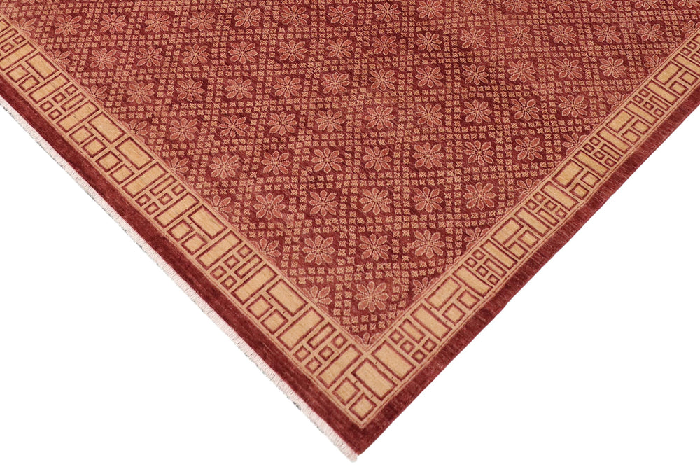 handmade Modern Kafkaz Red Gold Hand Knotted RECTANGLE 100% WOOL area rug 9' x 12'
