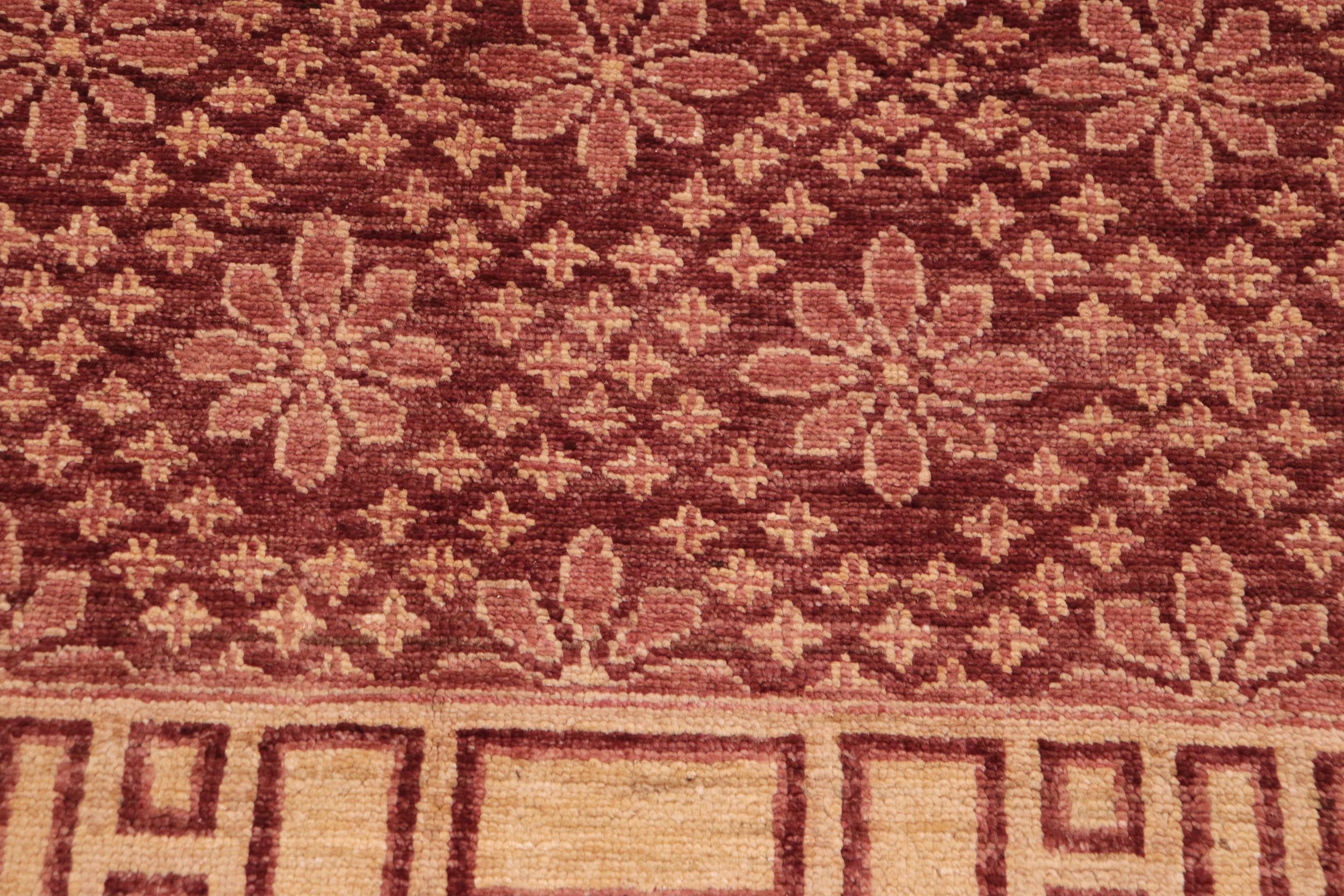 handmade Modern Kafkaz Red Gold Hand Knotted RECTANGLE 100% WOOL area rug 9' x 12'