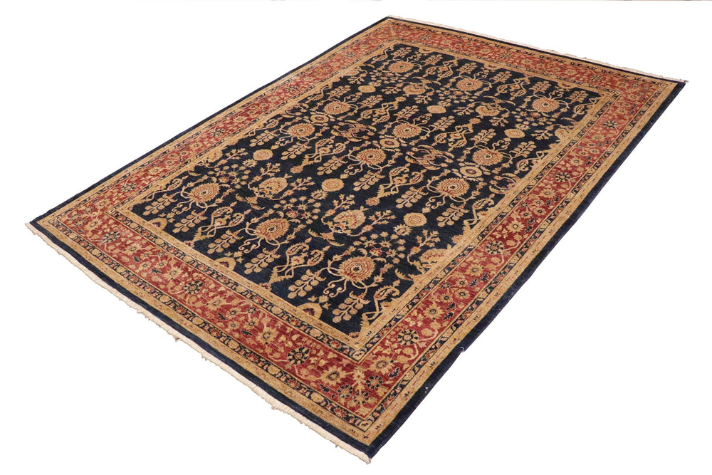 handmade Transitional Kafkaz Blue Red Hand Knotted RECTANGLE 100% WOOL area rug 9' x 12'