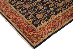 handmade Traditional Kafkaz Blue Red Hand Knotted RECTANGLE 100% WOOL area rug 9 x 12