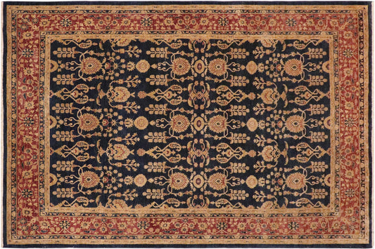 handmade Transitional Kafkaz Blue Red Hand Knotted RECTANGLE 100% WOOL area rug 9' x 12'