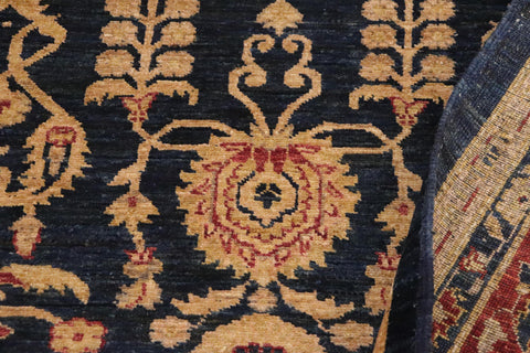 handmade Transitional Kafkaz Blue Red Hand Knotted RECTANGLE 100% WOOL area rug 9' x 12'