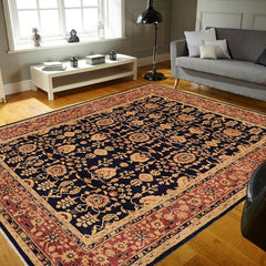 handmade Traditional Kafkaz Blue Brown Hand Knotted RECTANGLE 100% WOOL area rug 9 x 12