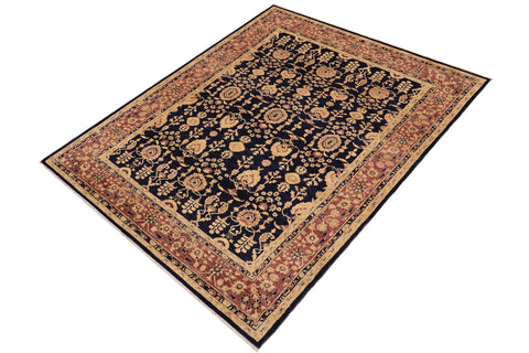 handmade Transitional Kafkaz Blue Brown Hand Knotted RECTANGLE 100% WOOL area rug 9' x 12'