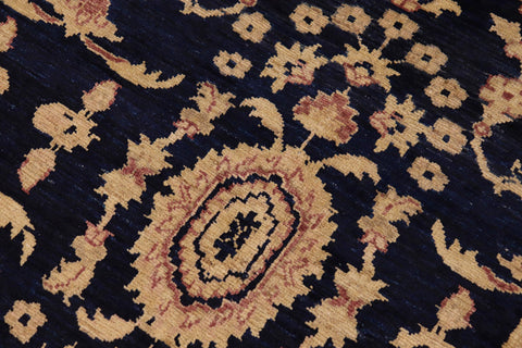 handmade Transitional Kafkaz Blue Brown Hand Knotted RECTANGLE 100% WOOL area rug 9' x 12'