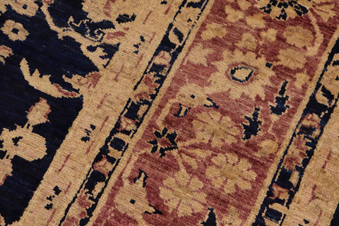 handmade Transitional Kafkaz Blue Brown Hand Knotted RECTANGLE 100% WOOL area rug 9' x 12'