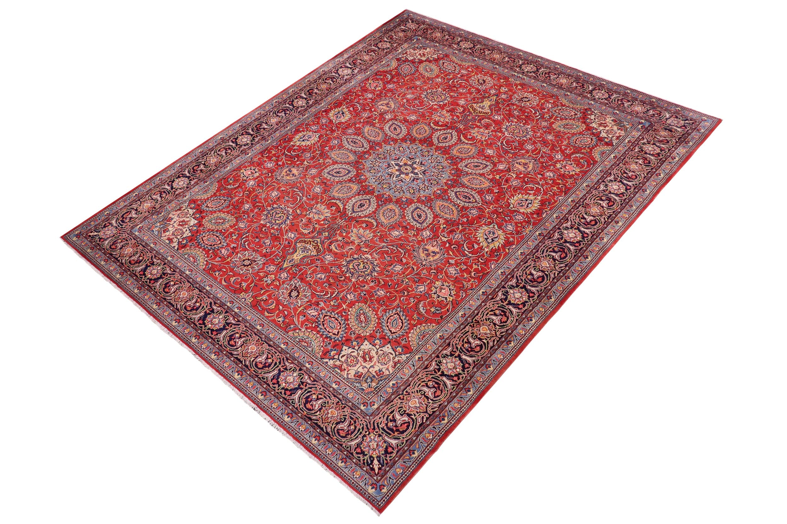 handmade Traditional Antique Rust Blue Hand Knotted RECTANGLE 100% WOOL area rug 10 x 13