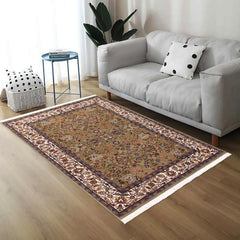 handmade Traditional Hereke Green Ivory Hand Knotted RECTANGLE WOOL&SILK area rug 4' x 6'