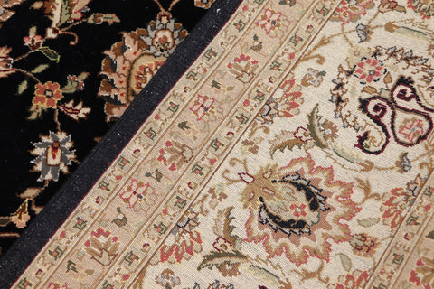 handmade Transitional  Black Ivory Hand Knotted RECTANGLE WOOL&SILK area rug 10x14