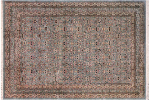 handmade Transitional Razia Lt. Green Lt. Green Hand Knotted RECTANGLE 100% WOOL area rug 10x14