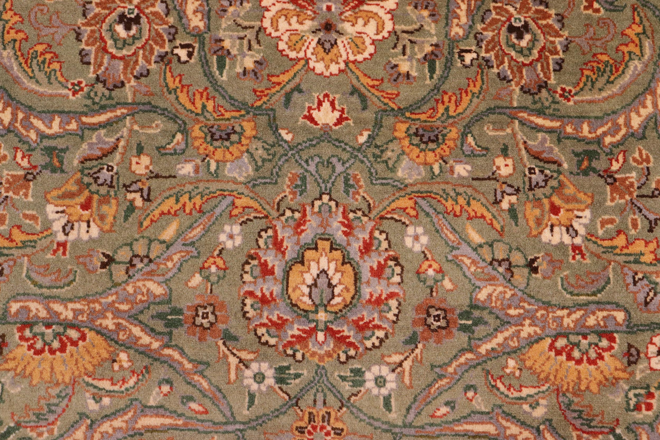 handmade Traditional Regular Lt. Green Ivory Hand Knotted RECTANGLE 100% WOOL area rug 9x12