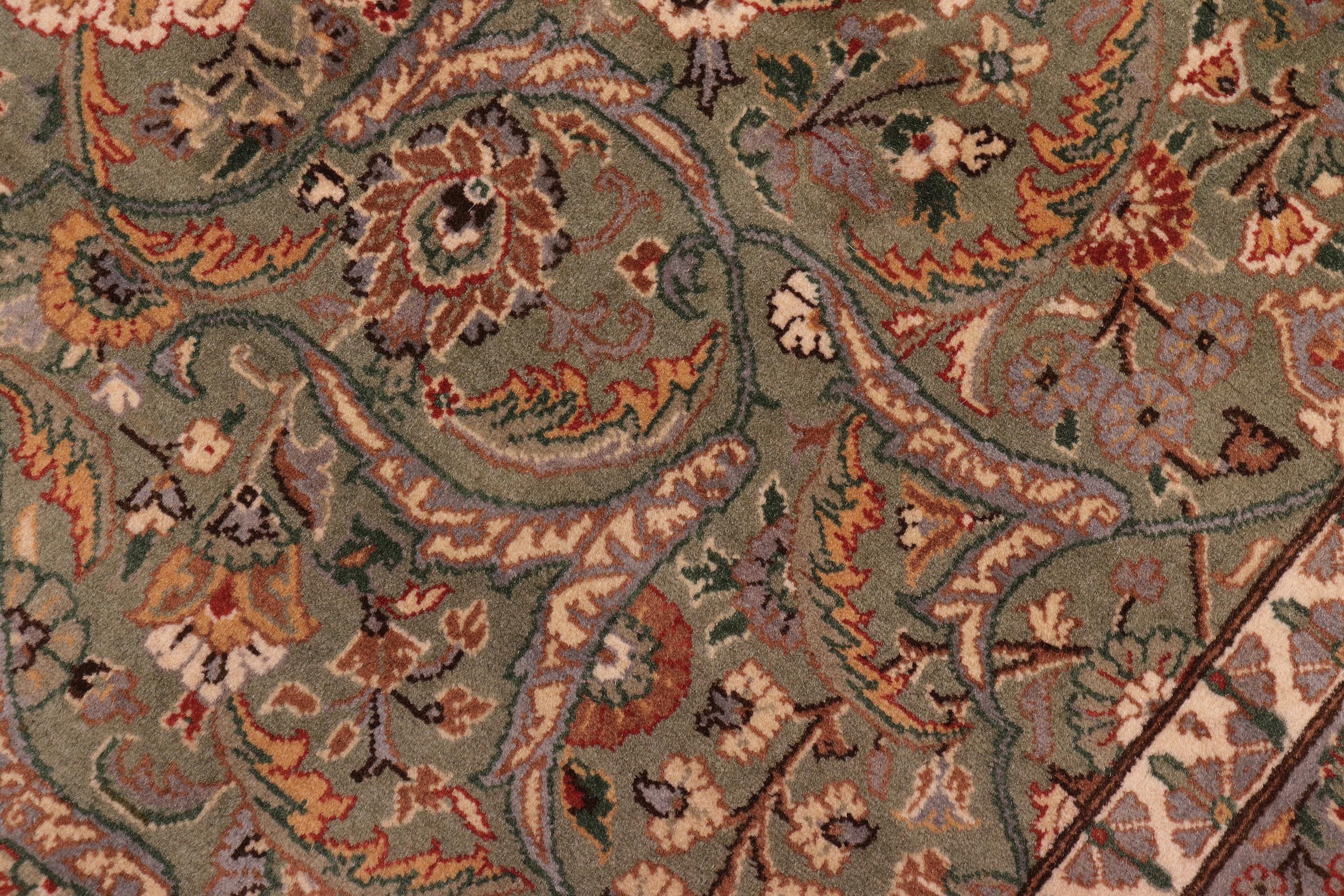 handmade Traditional Regular Lt. Green Ivory Hand Knotted RECTANGLE 100% WOOL area rug 9x12