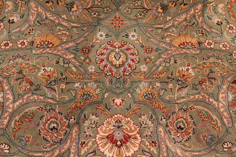 handmade Traditional Regular Lt. Green Ivory Hand Knotted RECTANGLE 100% WOOL area rug 9x12