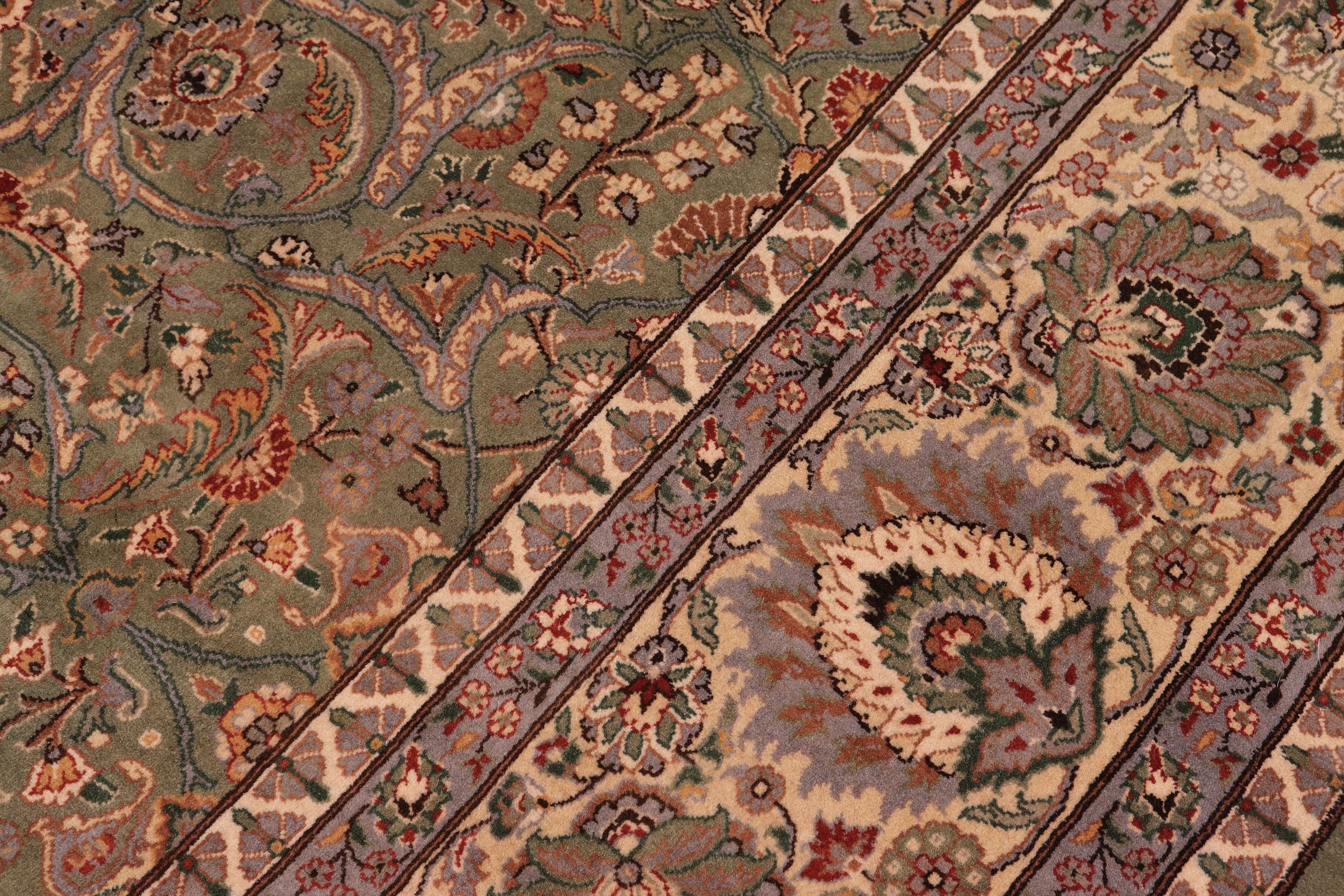 handmade Traditional Regular Lt. Green Ivory Hand Knotted RECTANGLE 100% WOOL area rug 9x12