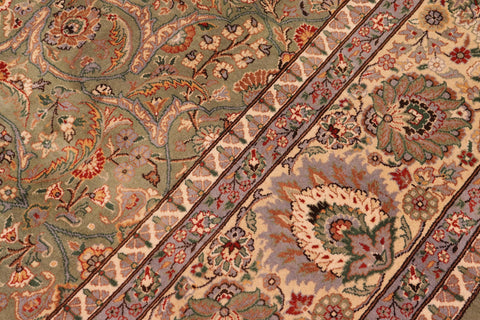 handmade Traditional Regular Lt. Green Ivory Hand Knotted RECTANGLE 100% WOOL area rug 9x12