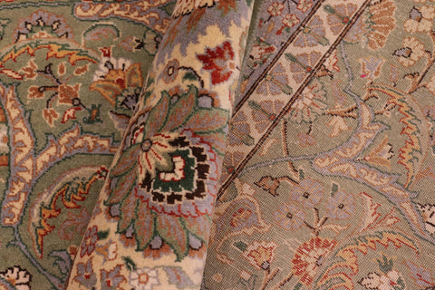 handmade Traditional Regular Lt. Green Ivory Hand Knotted RECTANGLE 100% WOOL area rug 9x12