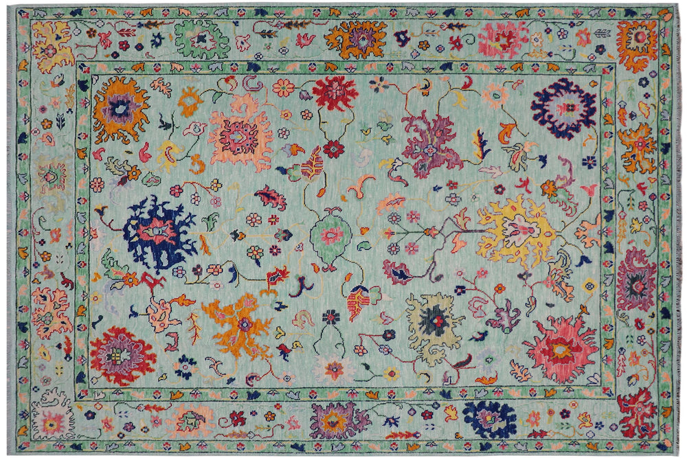 handmade Traditional Oushak Lt. Blue Lt. Blue Hand-made RECTANGLE 100% WOOL area rug 9' x 12'