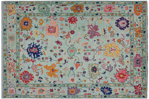 handmade Traditional Oushak Lt. Blue Lt. Blue Hand-made RECTANGLE 100% WOOL area rug 9' x 12'