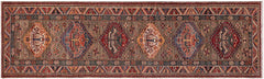 handmade Geometric Super Kazak Gray Multi Hand-made RUNNER 100% WOOL area rug 3x10