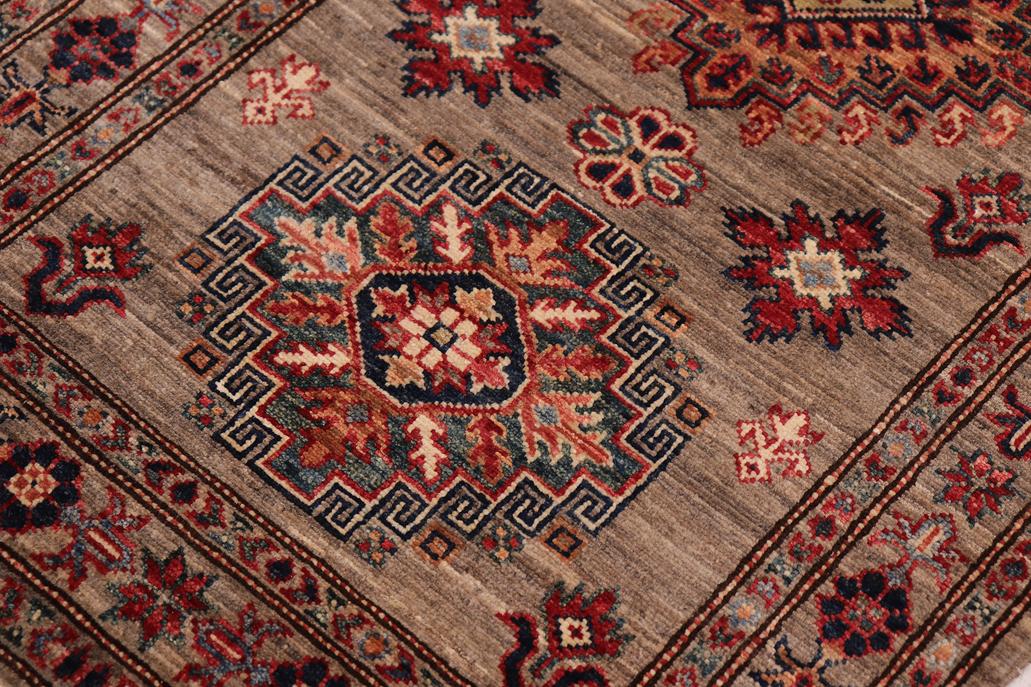 handmade Geometric Super Kazak Gray Gray Hand-made RUNNER 100% WOOL area rug 2x10