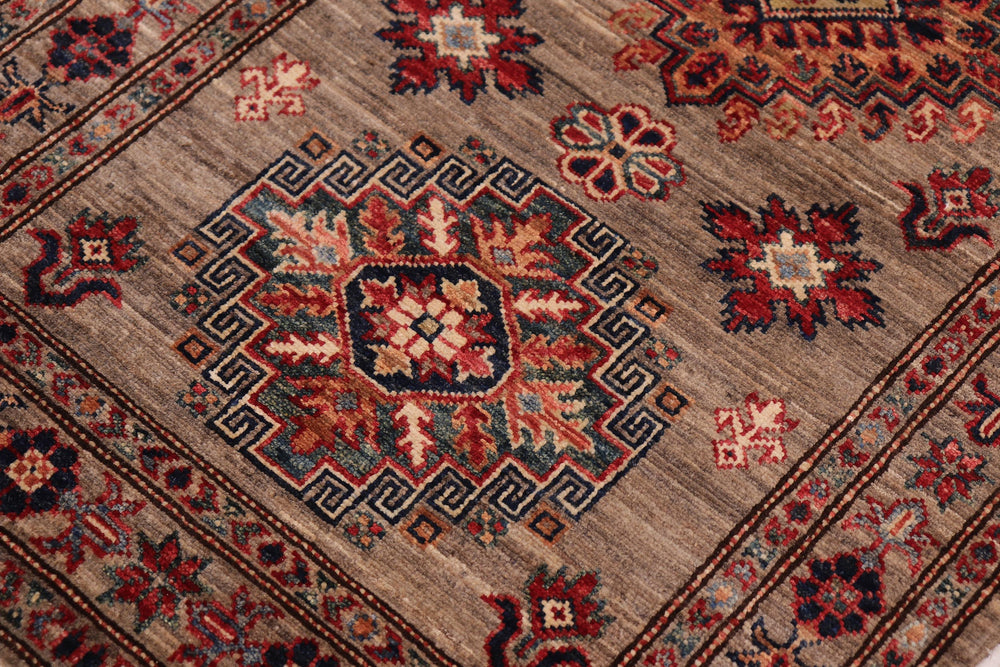 handmade Geometric Super Kazak Gray Gray Hand Knotted RUNNER 100% WOOL area rug 3' x 10'