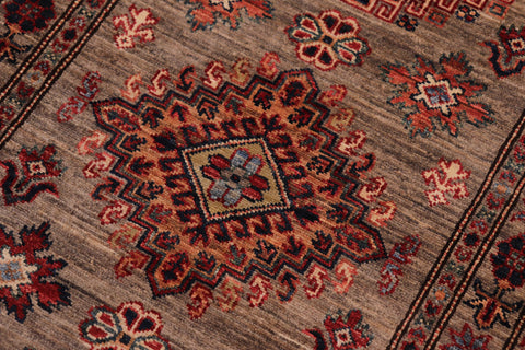 handmade Geometric Super Kazak Gray Gray Hand Knotted RUNNER 100% WOOL area rug 3' x 10'