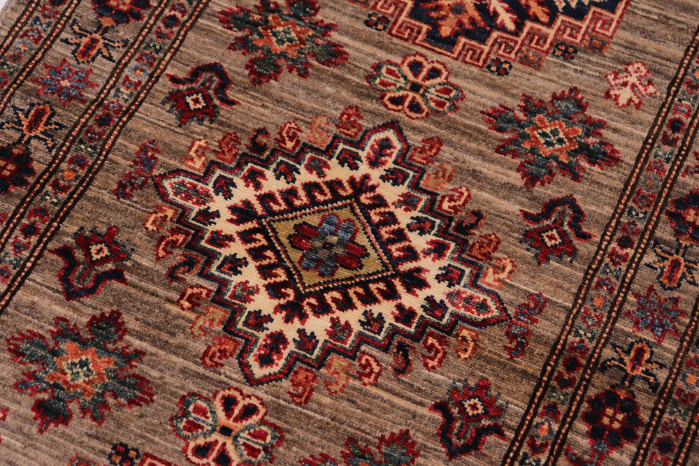 handmade Geometric Super Kazak Gray Gray Hand Knotted RUNNER 100% WOOL area rug 3' x 10'